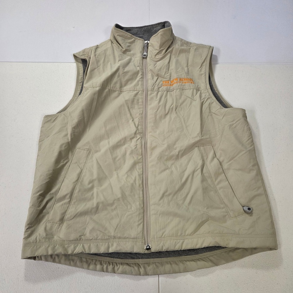 LL Bean Mens Medium Tan Full Zip Fleece Lined Vest The New School Tishman 228963
